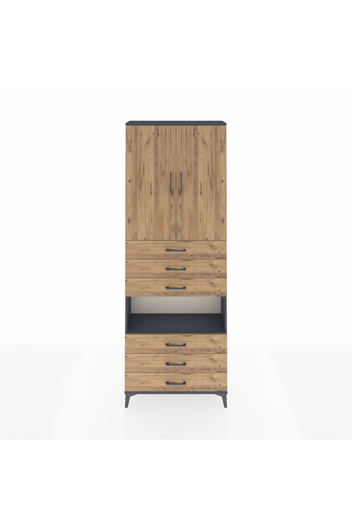 Arges Dolap 4 Raflı 6 Çekmeceli 2 Kapaklı 88x30x243 - S33M221V6A