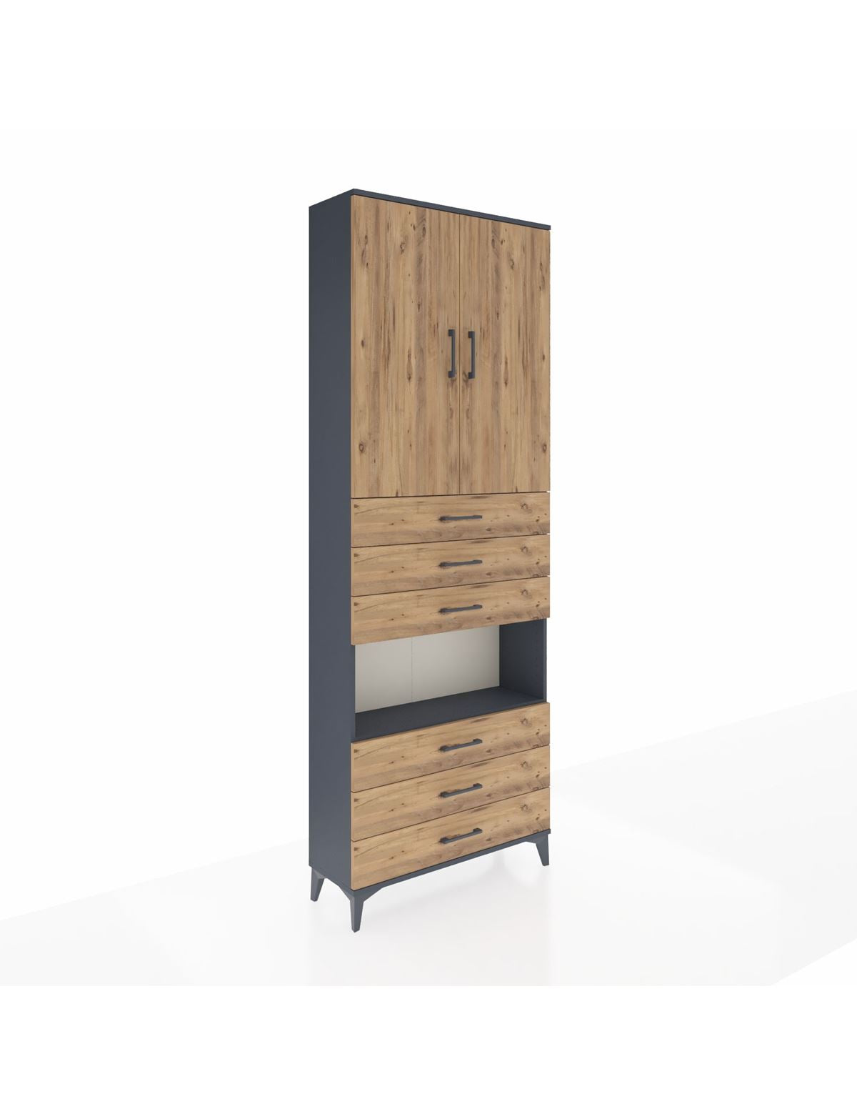 Arges Dolap 4 Raflı 6 Çekmeceli 2 Kapaklı 88x30x243 - S33M221V6A