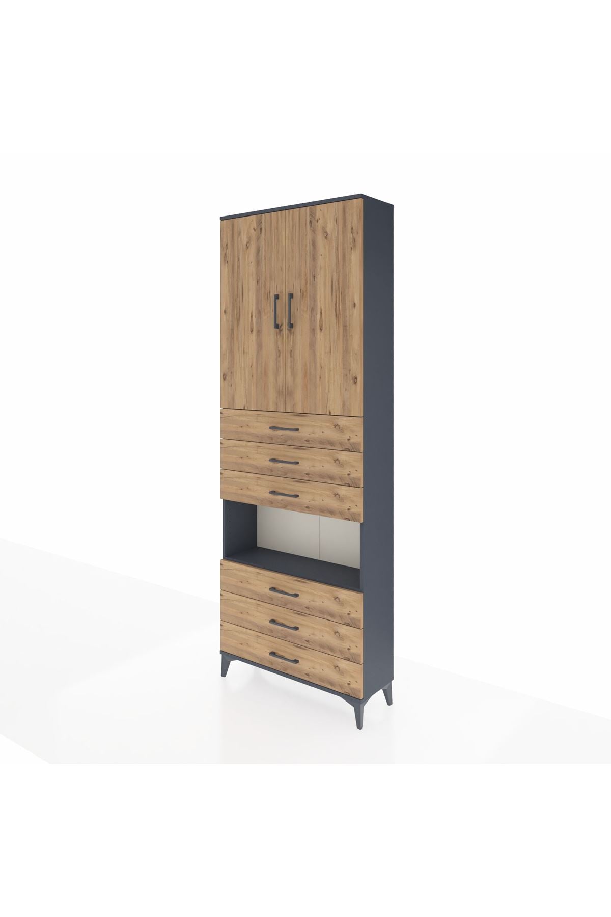 Arges Dolap 4 Raflı 6 Çekmeceli 2 Kapaklı 88x30x243 - S33M221V6A