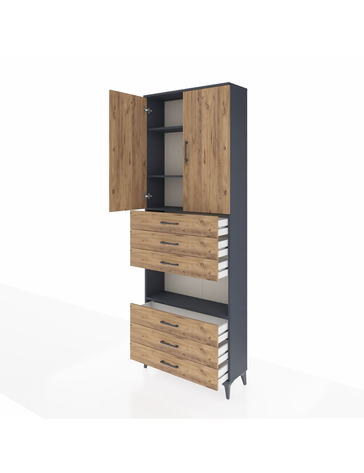 Arges Dolap 4 Raflı 6 Çekmeceli 2 Kapaklı 88x30x243 - S33M221V6A