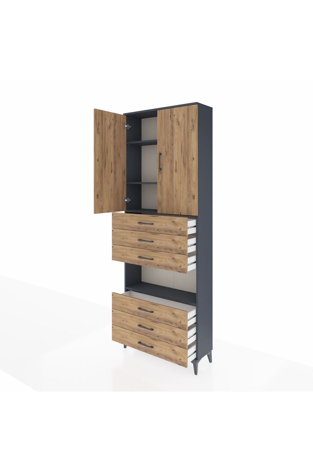 Arges Dolap 4 Raflı 6 Çekmeceli 2 Kapaklı 88x30x243 - S33M221V6A
