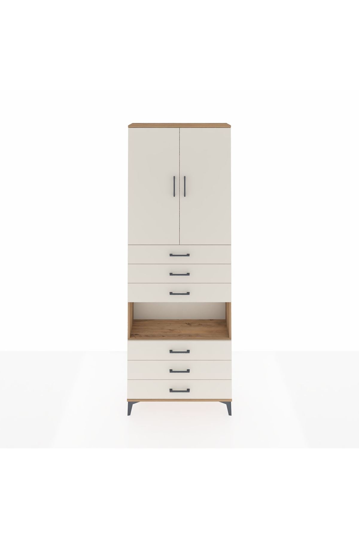 Arges Dolap 4 Raflı 6 Çekmeceli 2 Kapaklı 88x30x243 - S33M221V7A
