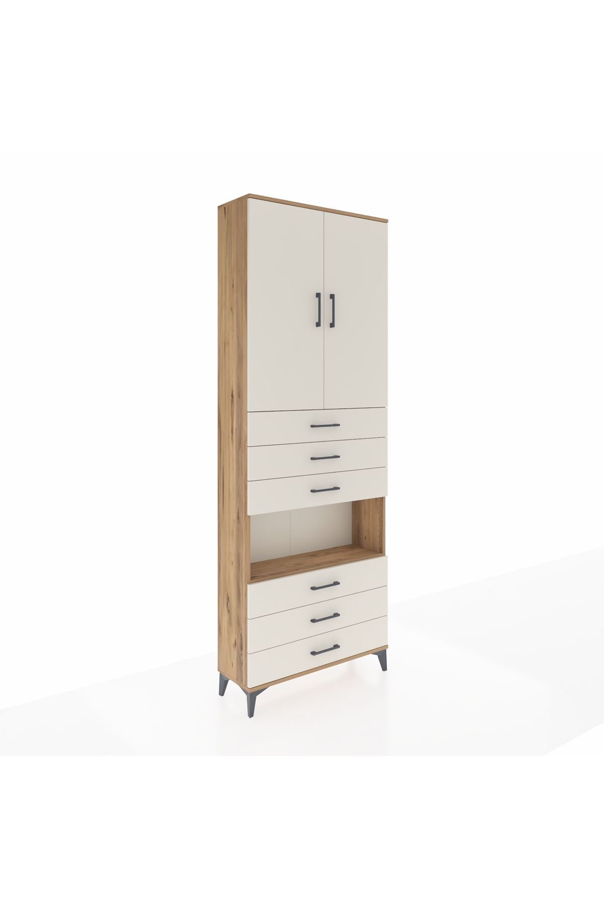 Arges Dolap 4 Raflı 6 Çekmeceli 2 Kapaklı 88x30x243 - S33M221V7A