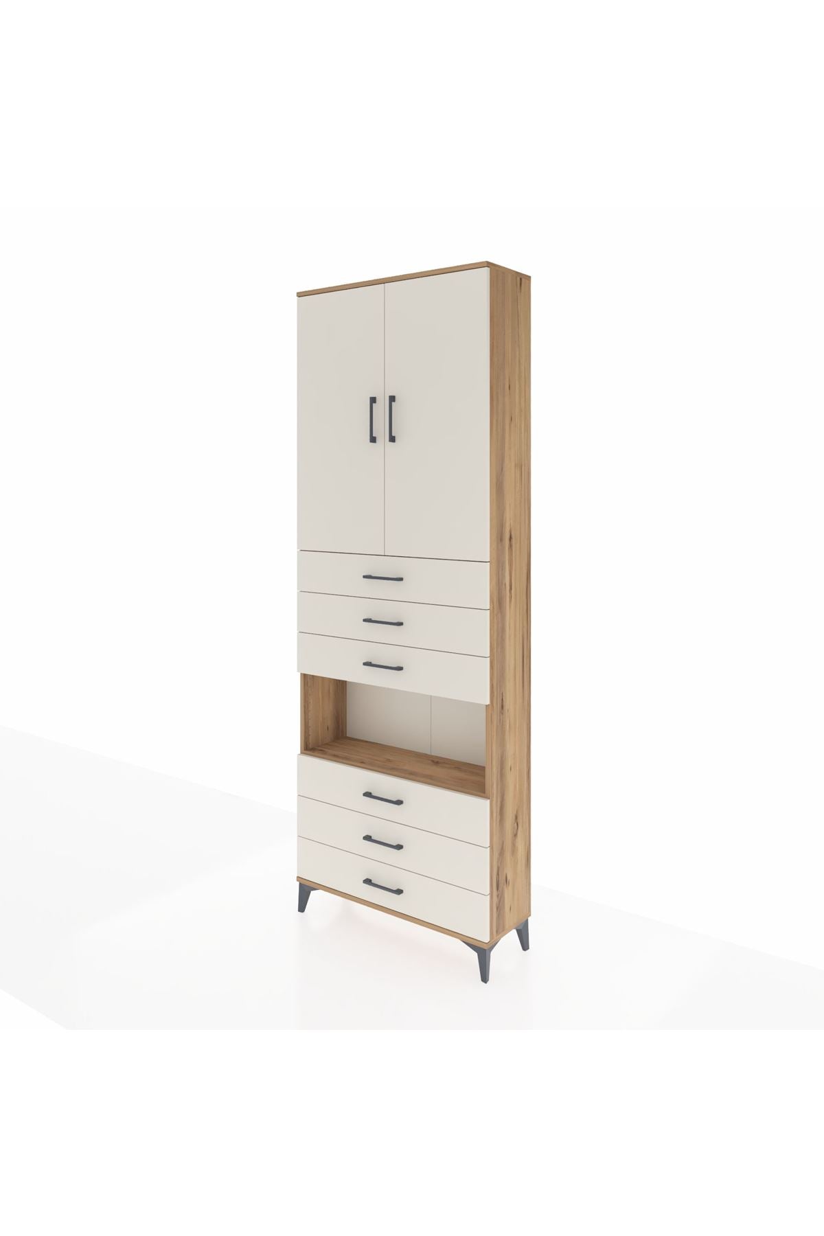 Arges Dolap 4 Raflı 6 Çekmeceli 2 Kapaklı 88x30x243 - S33M221V7A