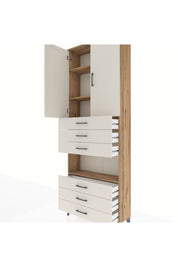 Arges Dolap 4 Raflı 6 Çekmeceli 2 Kapaklı 88x30x243 - S33M221V7A