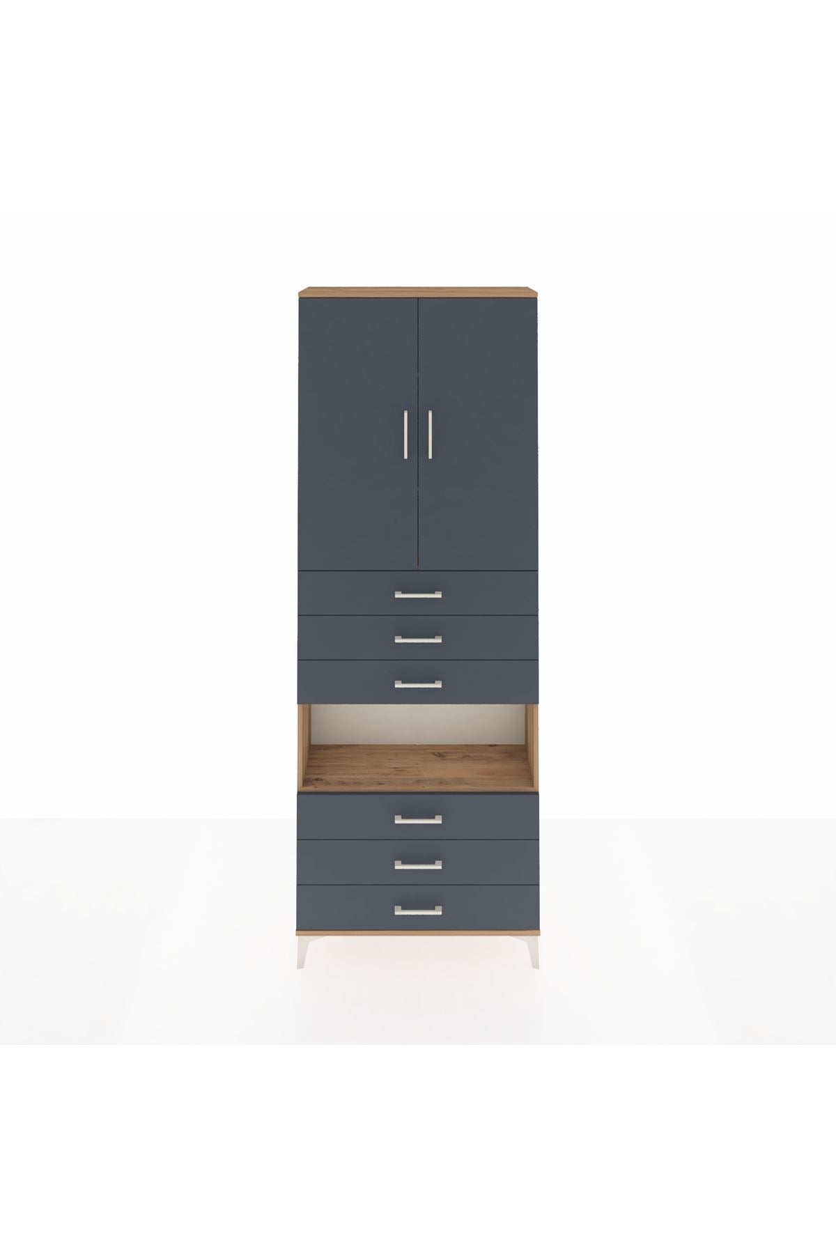 Arges Dolap 4 Raflı 6 Çekmeceli 2 Kapaklı 88x30x243 - S33M221V8A