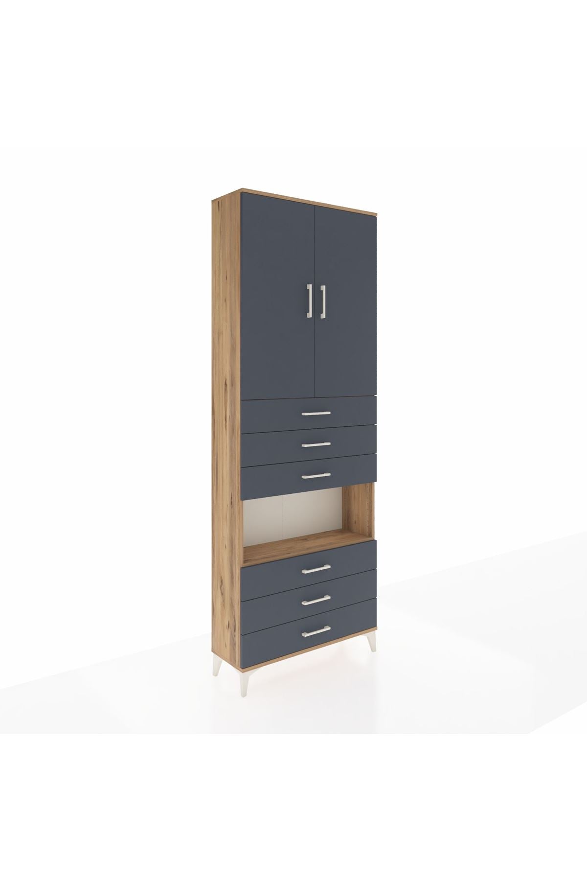 Arges Dolap 4 Raflı 6 Çekmeceli 2 Kapaklı 88x30x243 - S33M221V8A