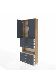 Arges Dolap 4 Raflı 6 Çekmeceli 2 Kapaklı 88x30x243 - S33M221V8A