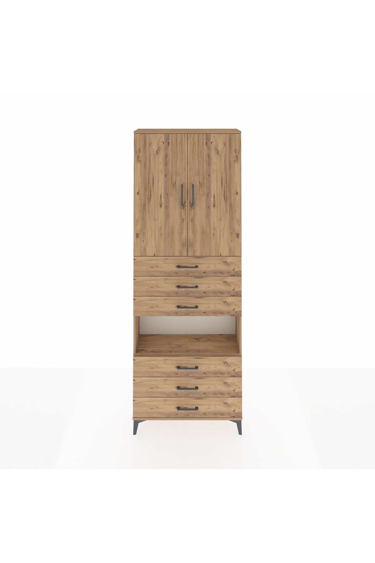 Arges Dolap 4 Raflı 6 Çekmeceli 2 Kapaklı 88x30x243 - S33M221V9A