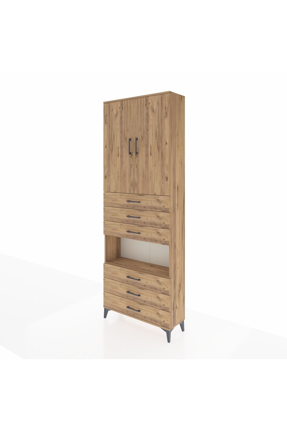 Arges Dolap 4 Raflı 6 Çekmeceli 2 Kapaklı 88x30x243 - S33M221V9A