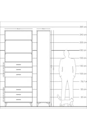 Arges Dolap 4 Raflı 6 Çekmeceli 88x30x243 - S33M222V7A