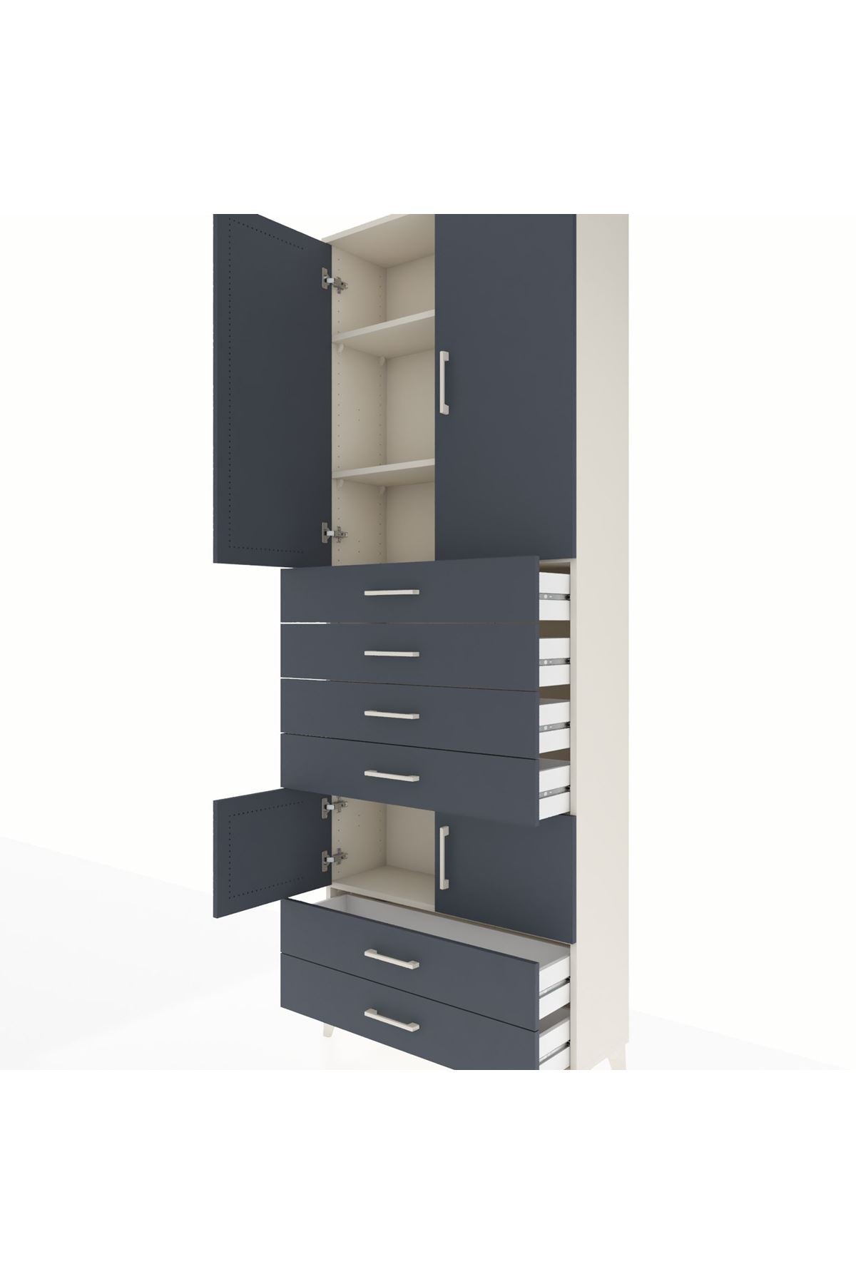 Arges Dolap 4 Raflı 6 Çekmeceli 4 Kapaklı 88x30x243 - S33M223V2A