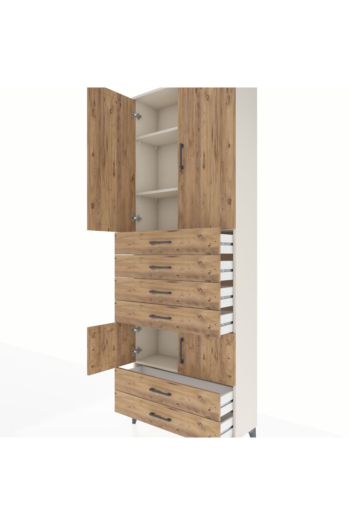 Arges Dolap 4 Raflı 6 Çekmeceli 4 Kapaklı 88x30x243 - S33M223V3A