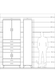 Arges Dolap 4 Raflı 6 Çekmeceli 4 Kapaklı 88x30x243 - S33M223V3A
