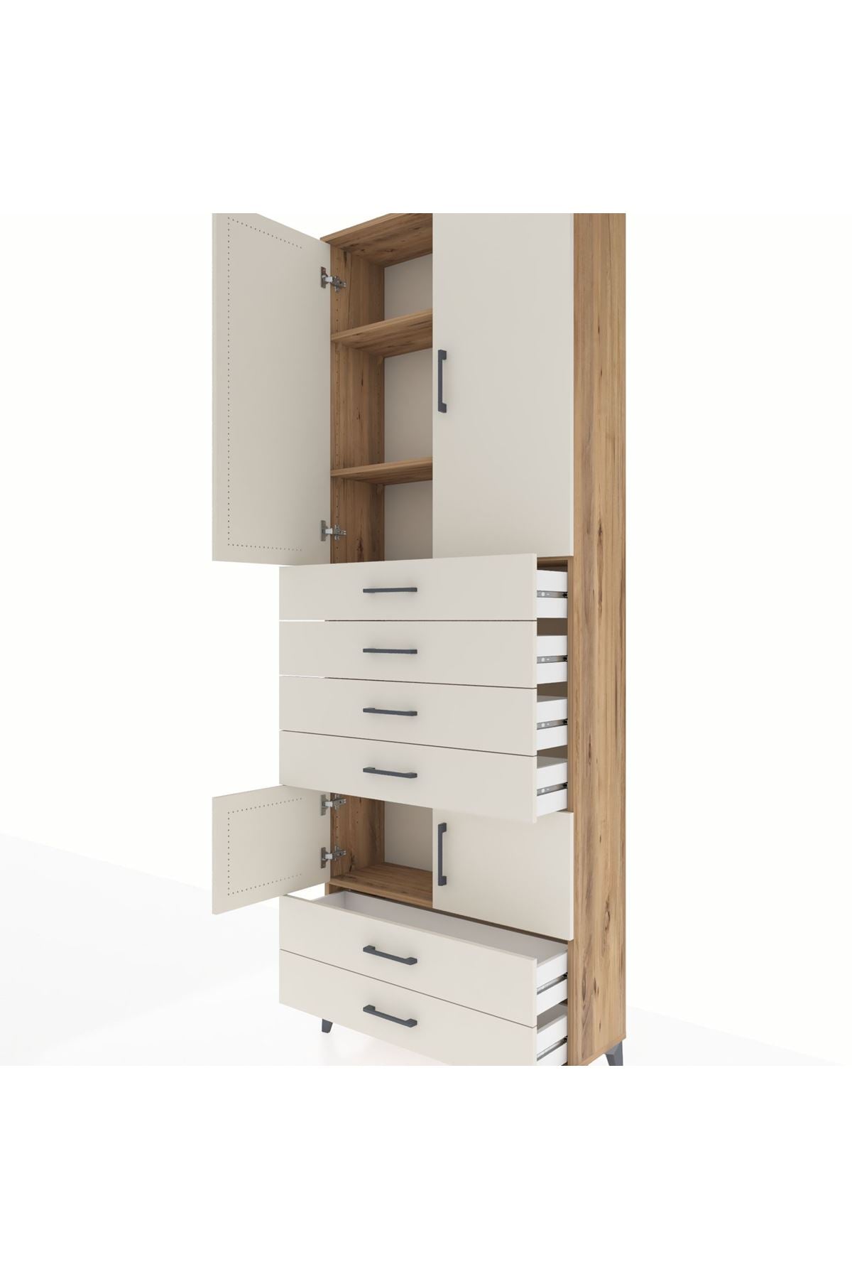 Arges Dolap 4 Raflı 6 Çekmeceli 4 Kapaklı 88x30x243 - S33M223V7A