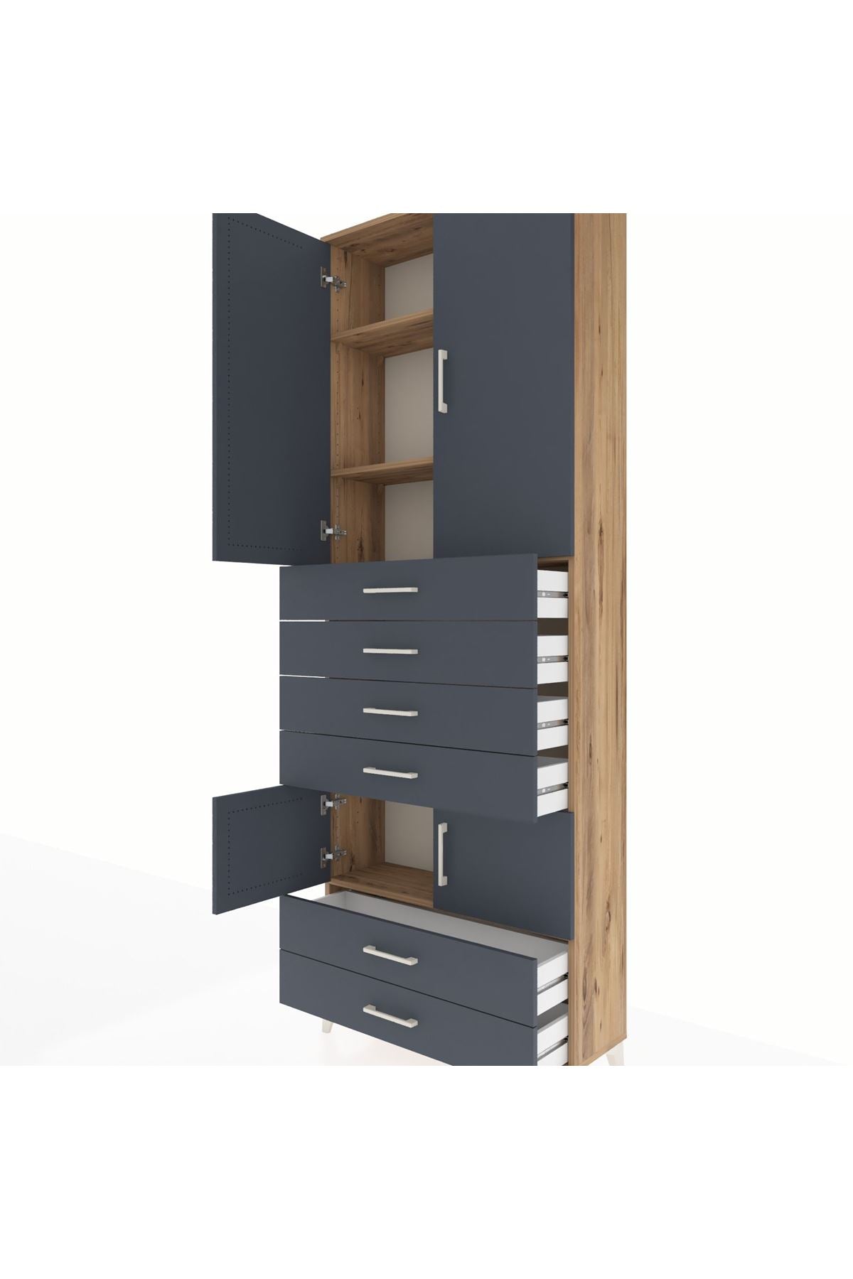 Arges Dolap 4 Raflı 6 Çekmeceli 4 Kapaklı 88x30x243 - S33M223V8A