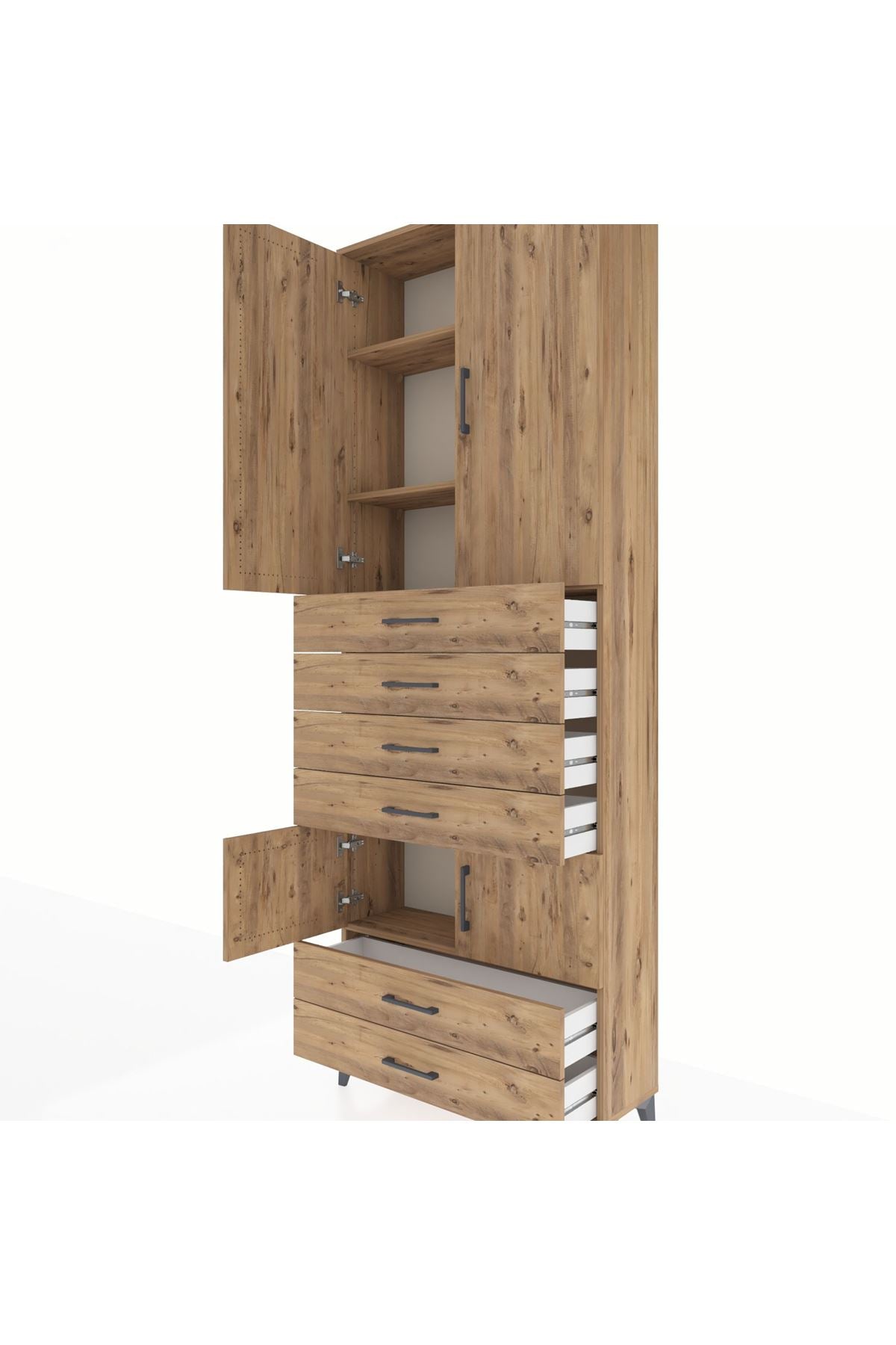 Arges Dolap 4 Raflı 6 Çekmeceli 4 Kapaklı 88x30x243 - S33M223V9A