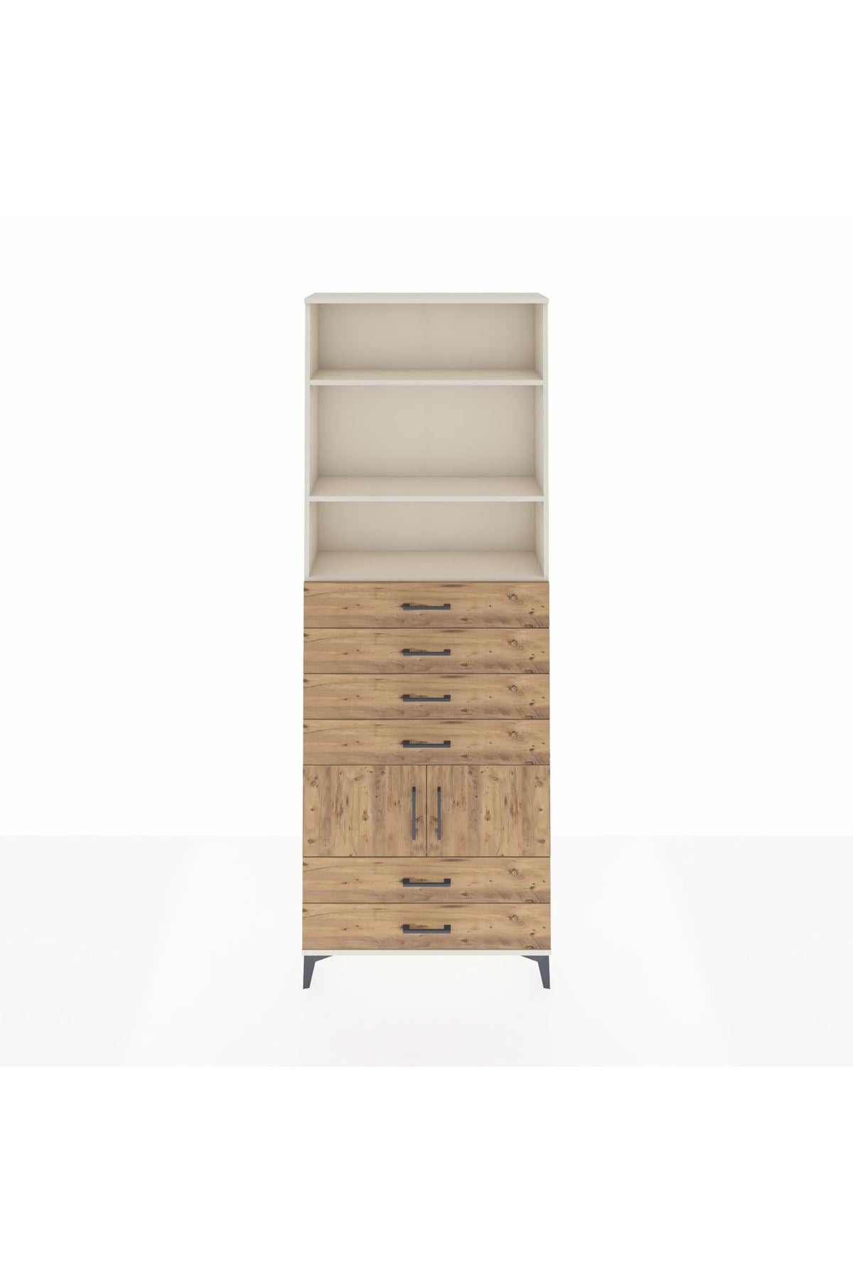 Arges Dolap 4 Raflı 6 Çekmeceli 2 Kapaklı 88x30x243 - S33M224V3A