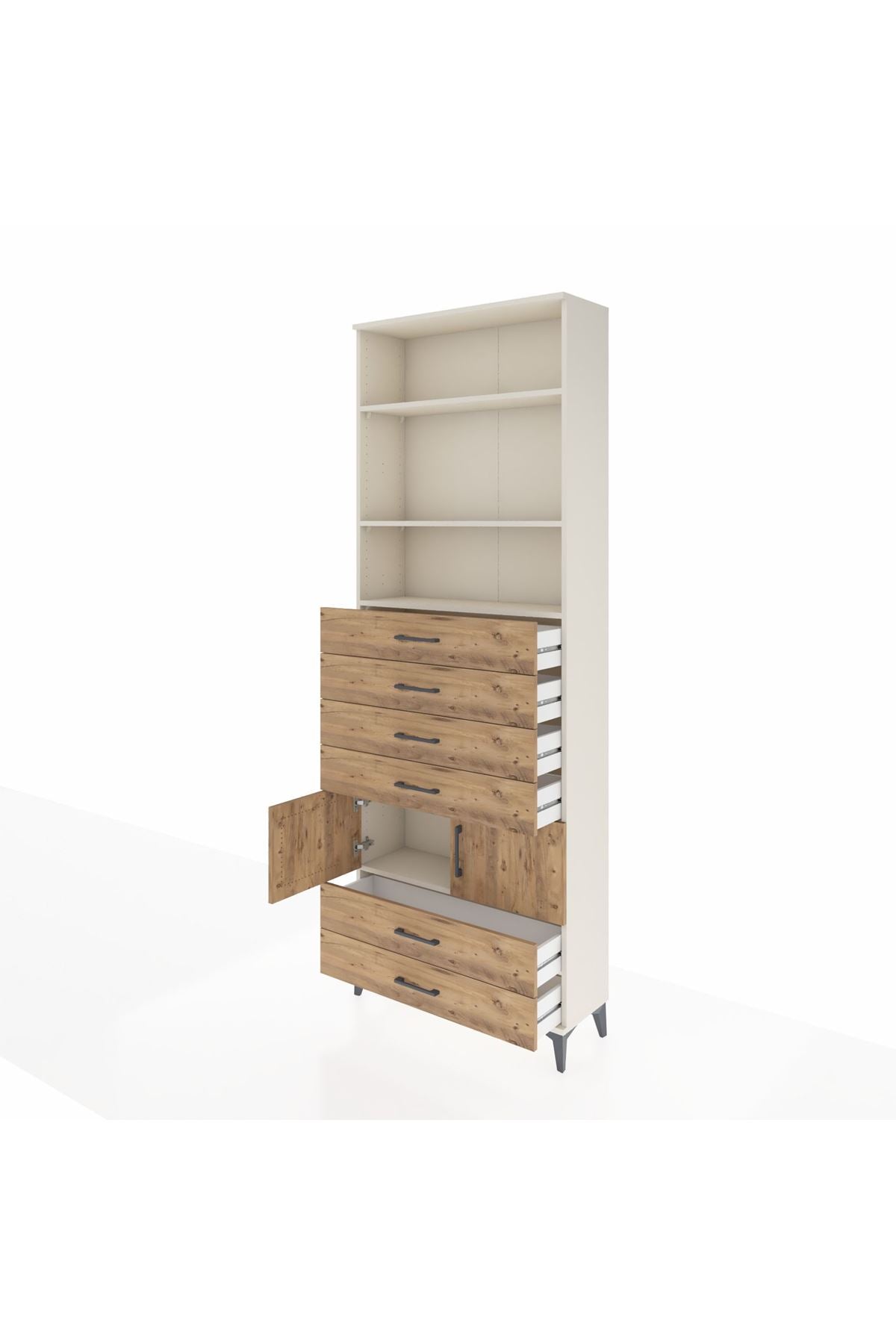 Arges Dolap 4 Raflı 6 Çekmeceli 2 Kapaklı 88x30x243 - S33M224V3A