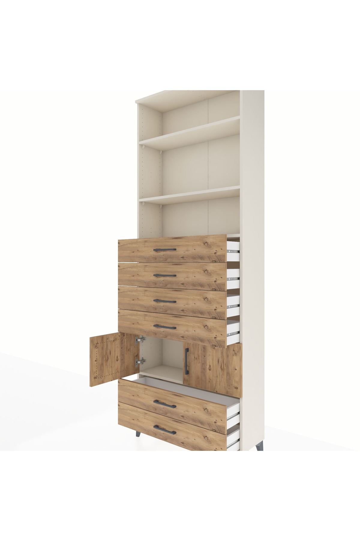 Arges Dolap 4 Raflı 6 Çekmeceli 2 Kapaklı 88x30x243 - S33M224V3A