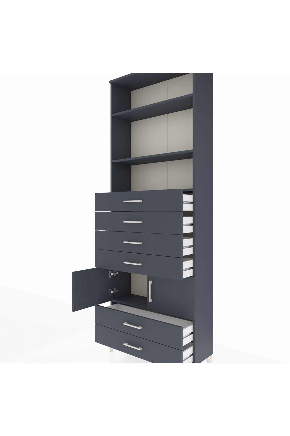 Arges Dolap 4 Raflı 6 Çekmeceli 2 Kapaklı 88x30x243 - S33M224V5A