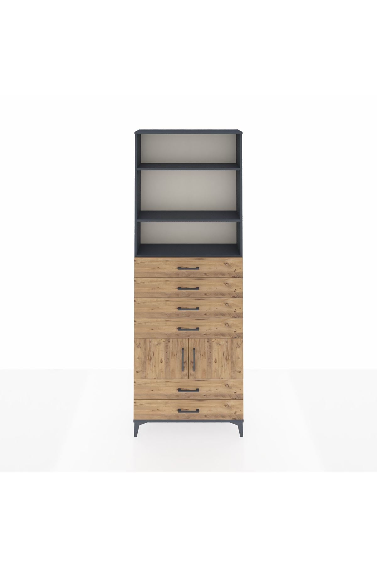 Arges Dolap 4 Raflı 6 Çekmeceli 2 Kapaklı 88x30x243 - S33M224V6A