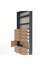 Arges Dolap 4 Raflı 6 Çekmeceli 2 Kapaklı 88x30x243 - S33M224V6A