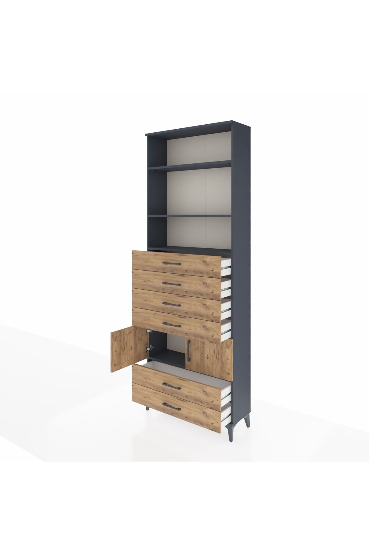 Arges Dolap 4 Raflı 6 Çekmeceli 2 Kapaklı 88x30x243 - S33M224V6A