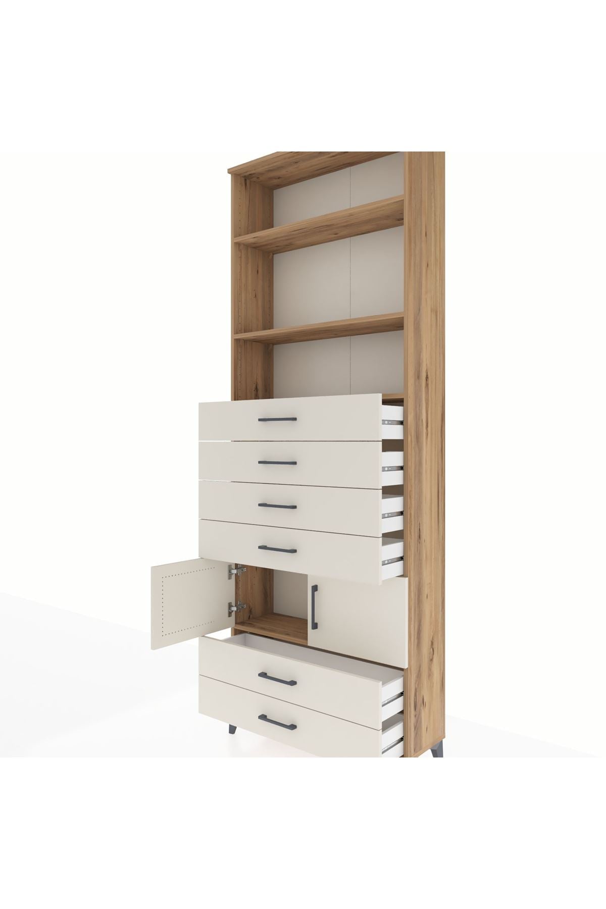 Arges Dolap 4 Raflı 6 Çekmeceli 2 Kapaklı 88x30x243 - S33M224V7A