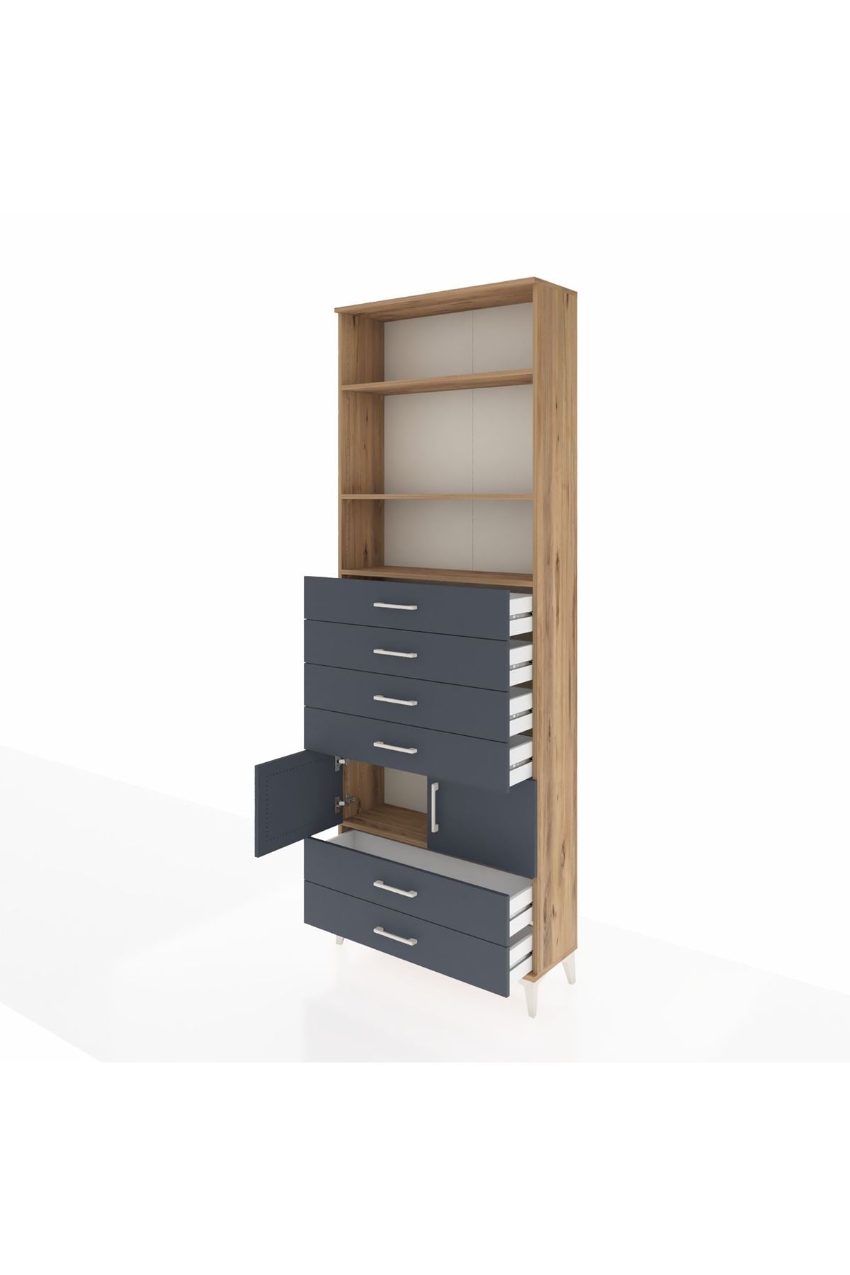 Arges Dolap 4 Raflı 6 Çekmeceli 2 Kapaklı 88x30x243 - S33M224V8A