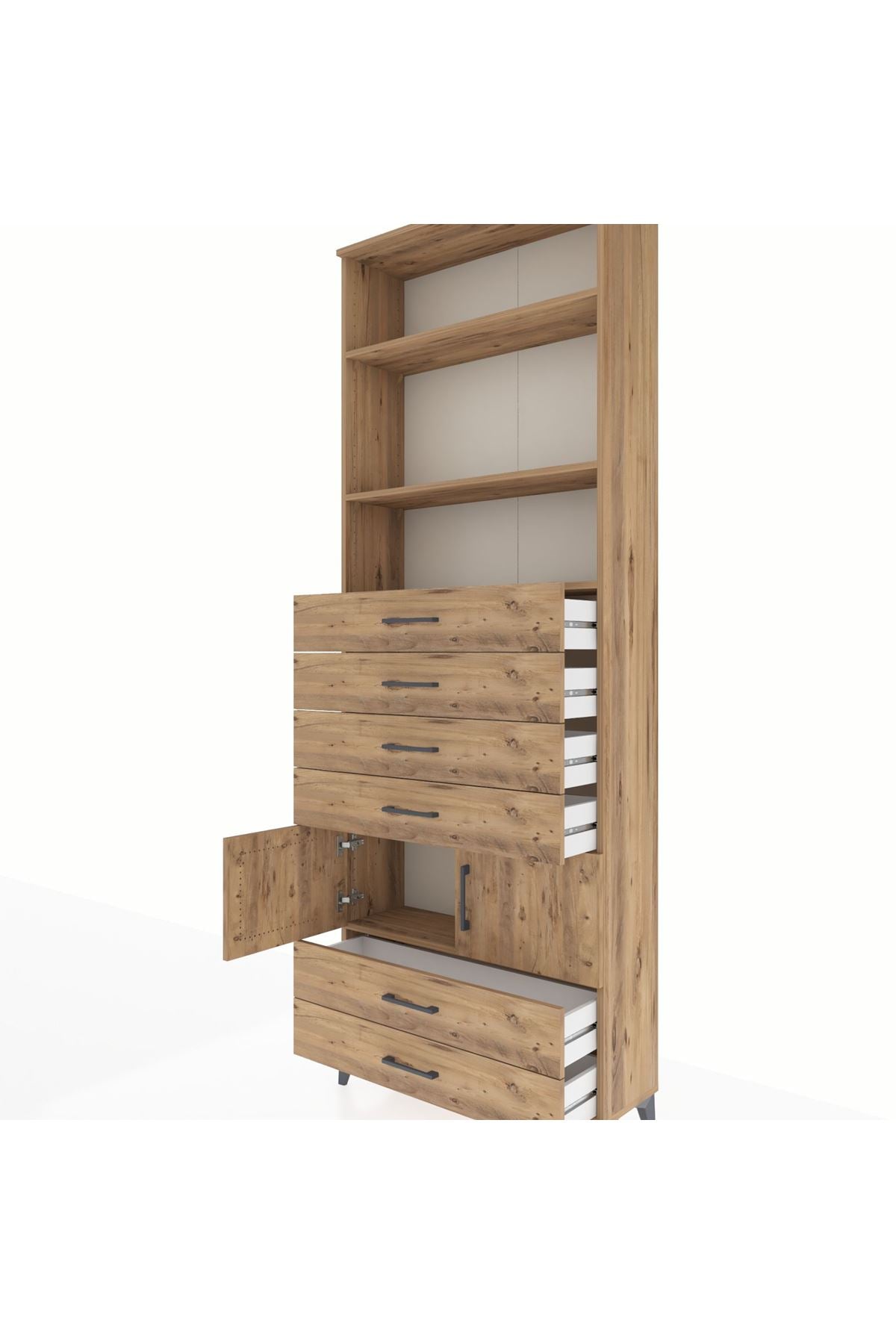 Arges Dolap 4 Raflı 6 Çekmeceli 2 Kapaklı 88x30x243 - S33M224V9A