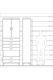 Arges Dolap 4 Raflı 6 Çekmeceli 2 Kapaklı 88x30x243 - S33M225V3A