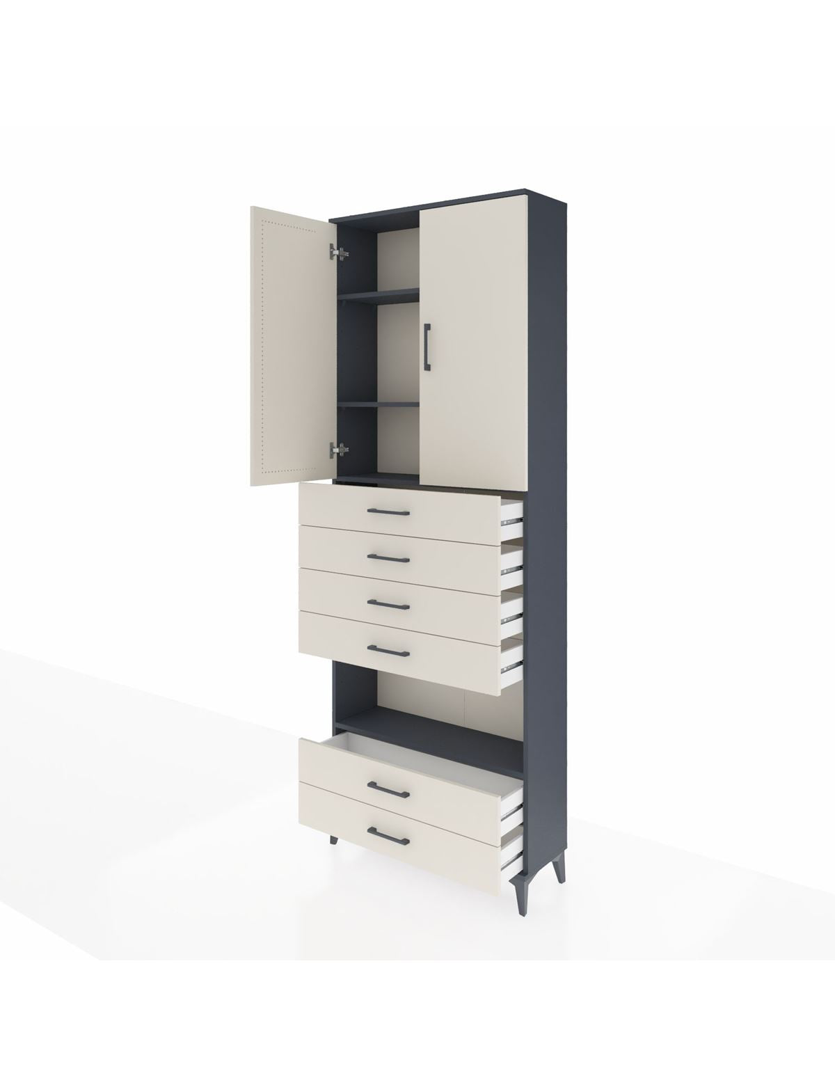 Arges Dolap 4 Raflı 6 Çekmeceli 2 Kapaklı 88x30x243 - S33M225V4A