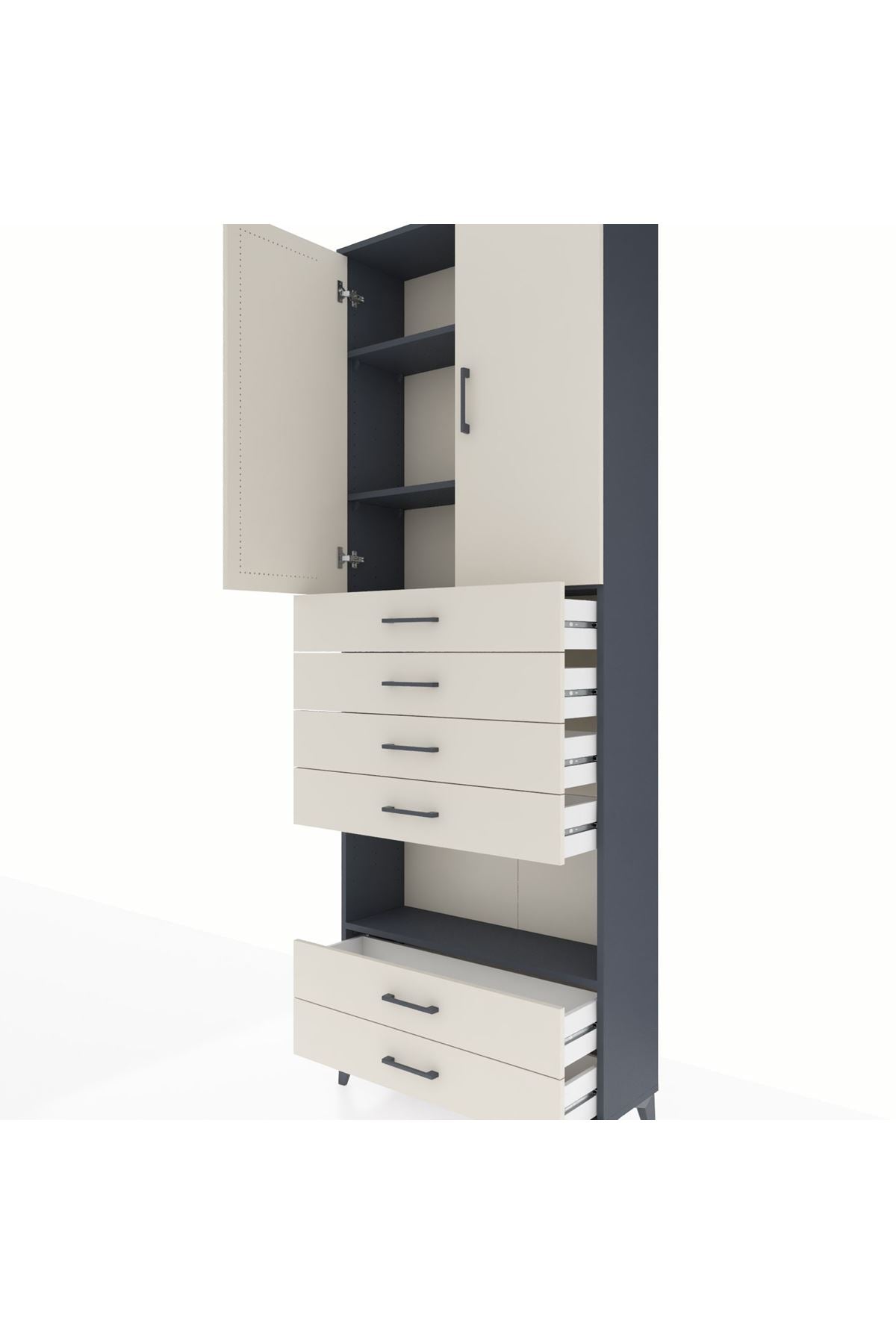 Arges Dolap 4 Raflı 6 Çekmeceli 2 Kapaklı 88x30x243 - S33M225V4A