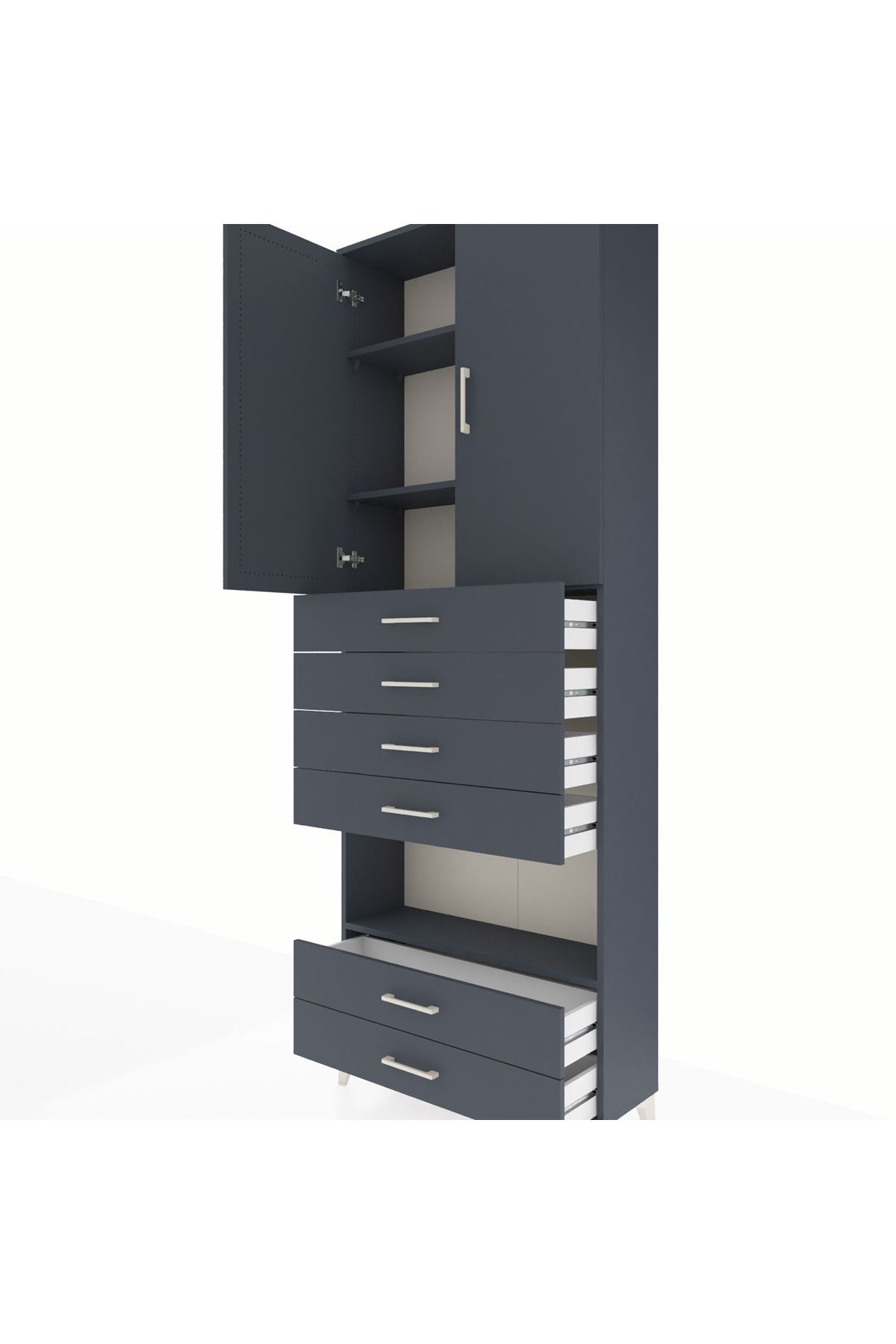 Arges Dolap 4 Raflı 6 Çekmeceli 2 Kapaklı 88x30x243 - S33M225V5A