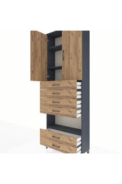 Arges Dolap 4 Raflı 6 Çekmeceli 2 Kapaklı 88x30x243 - S33M225V6A