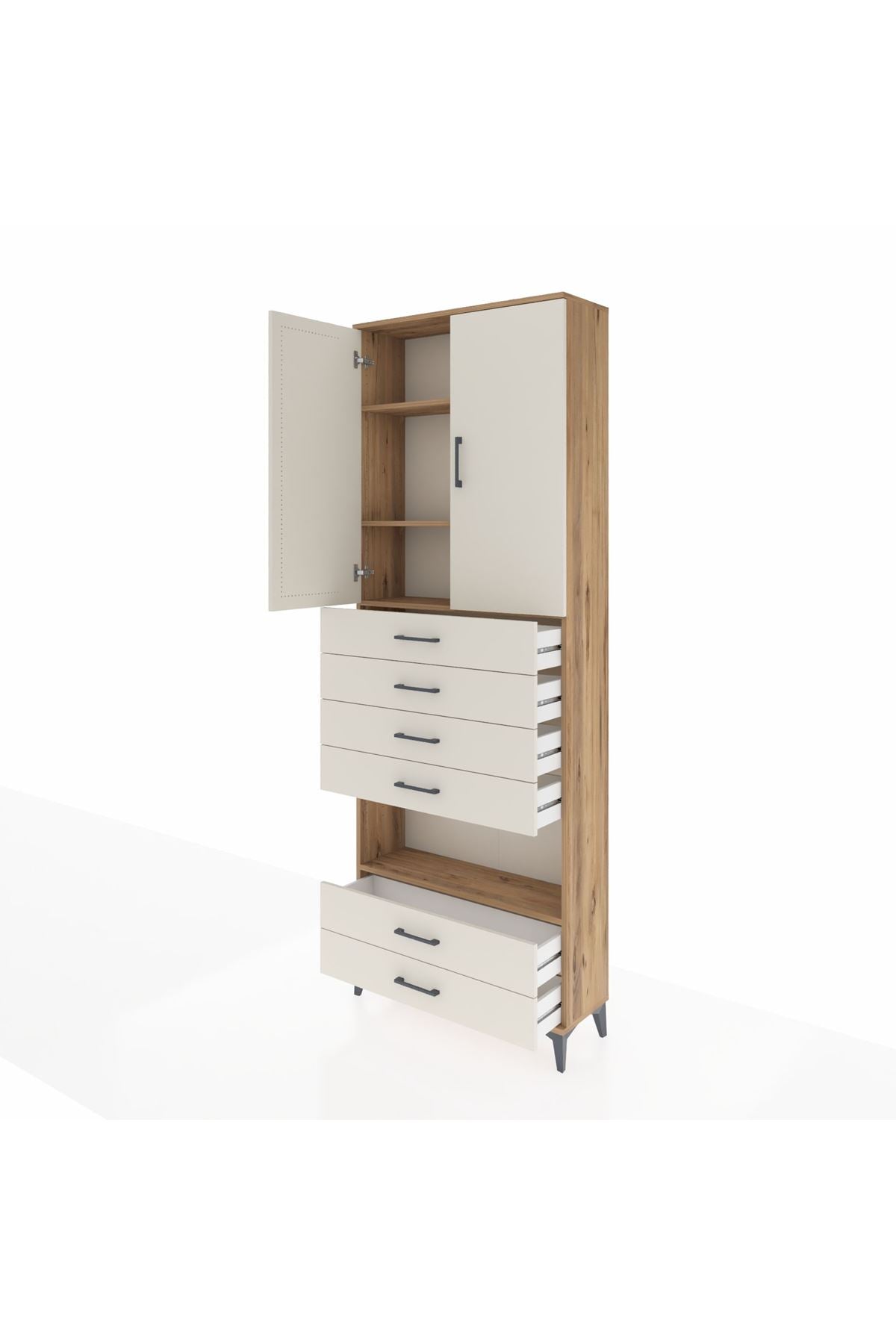 Arges Dolap 4 Raflı 6 Çekmeceli 2 Kapaklı 88x30x243 - S33M225V7A