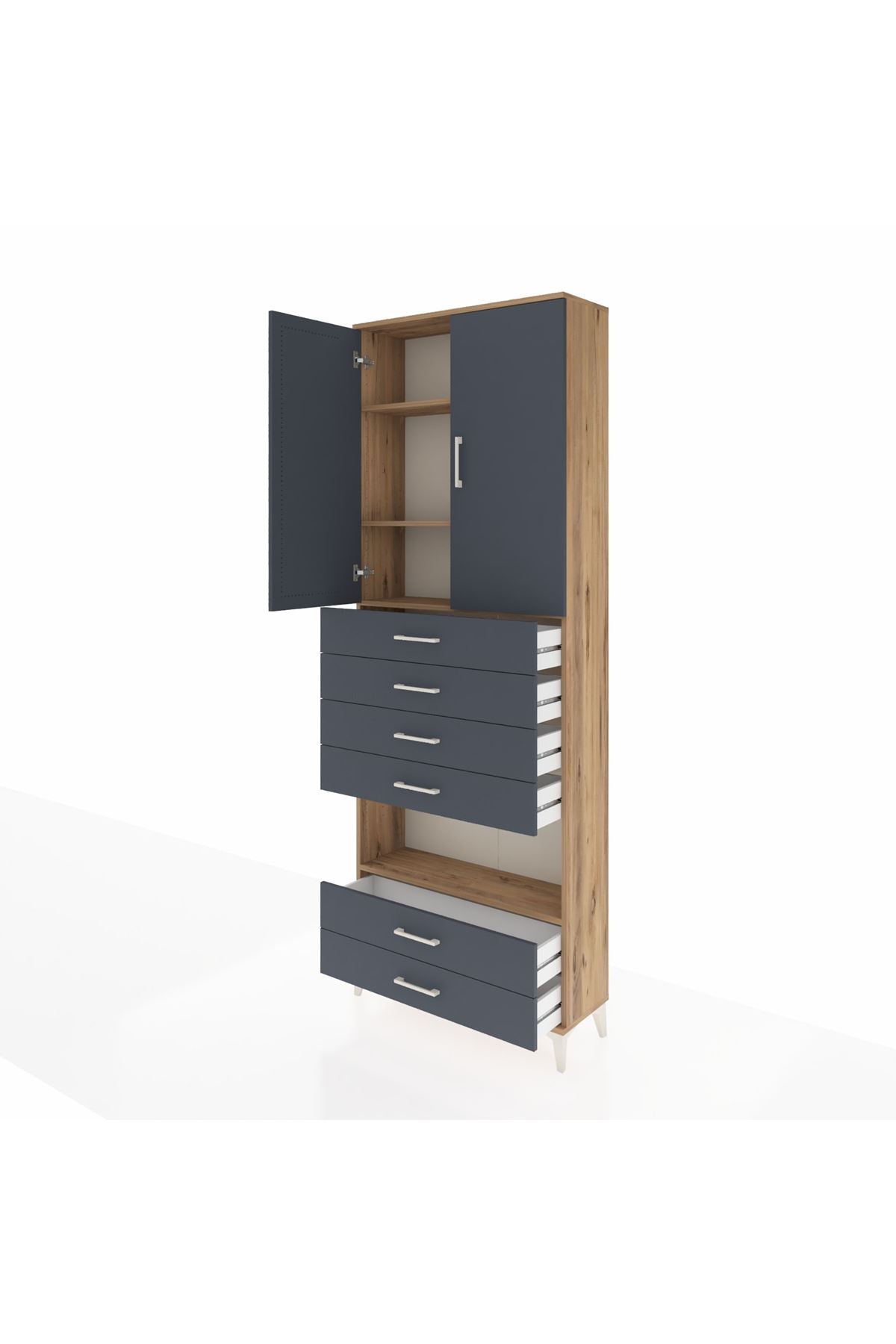 Arges Dolap 4 Raflı 6 Çekmeceli 2 Kapaklı 88x30x243 - S33M225V8A