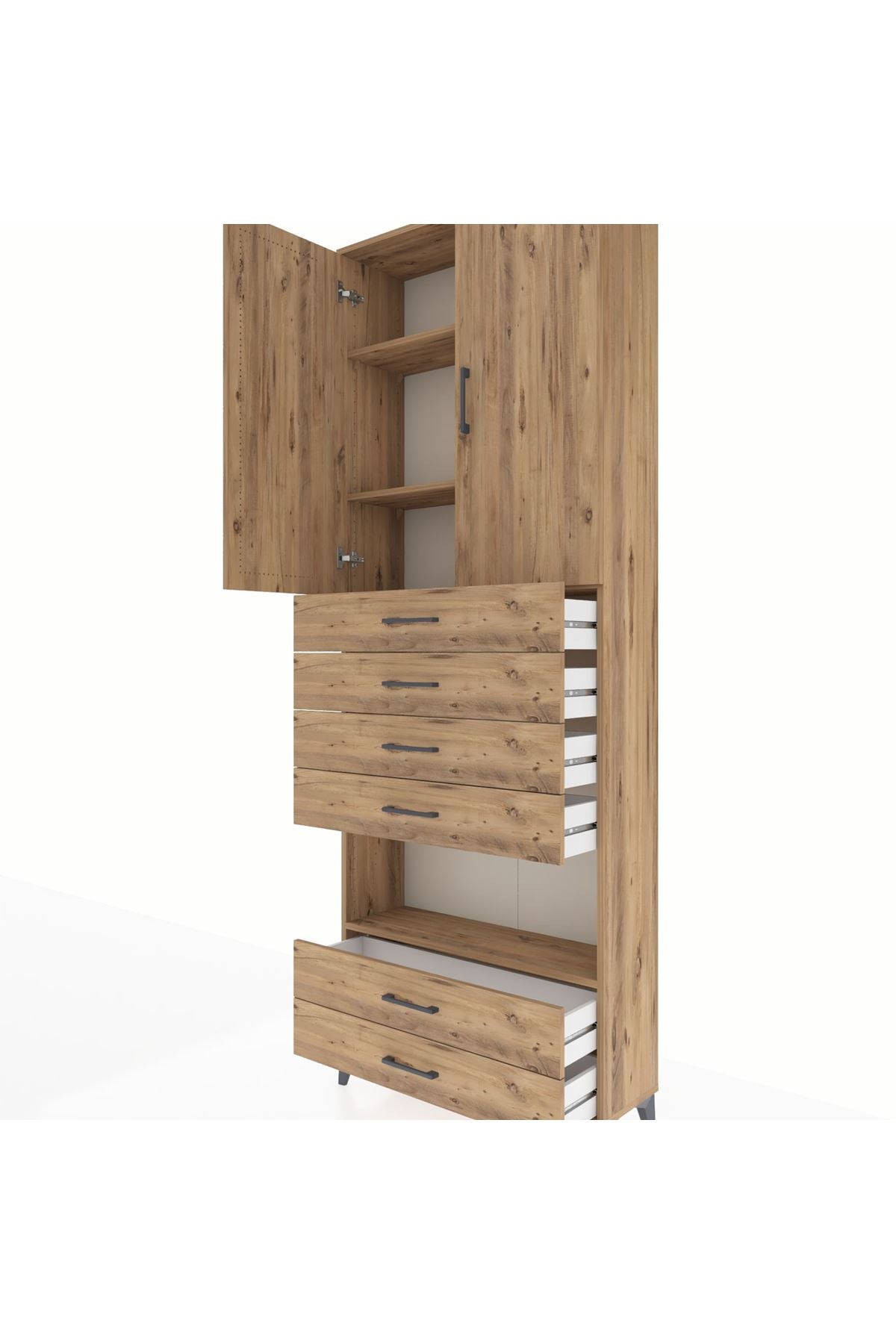 Arges Dolap 4 Raflı 6 Çekmeceli 2 Kapaklı 88x30x243 - S33M225V9A