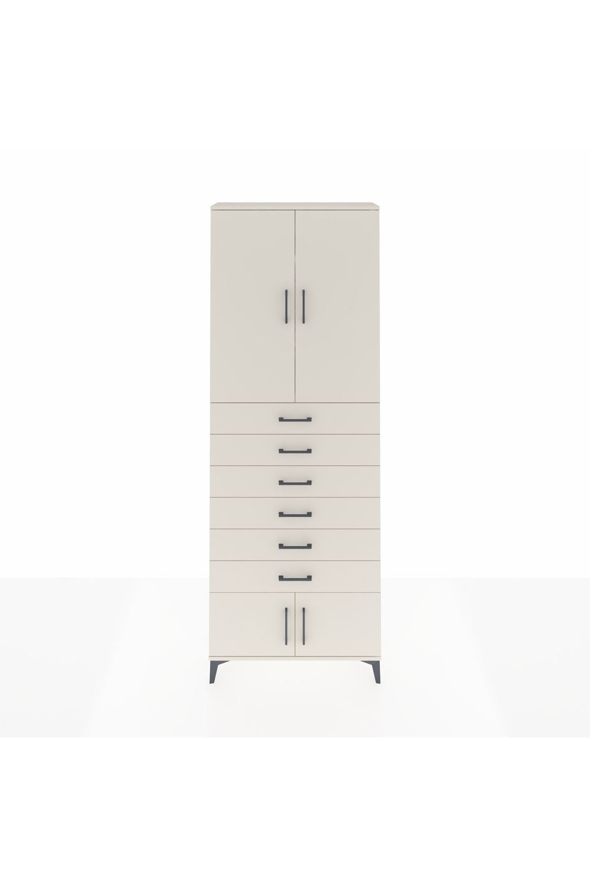 Arges Dolap 3 Raflı 6 Çekmeceli 4 Kapaklı 88x30x243 - S33M227V1A