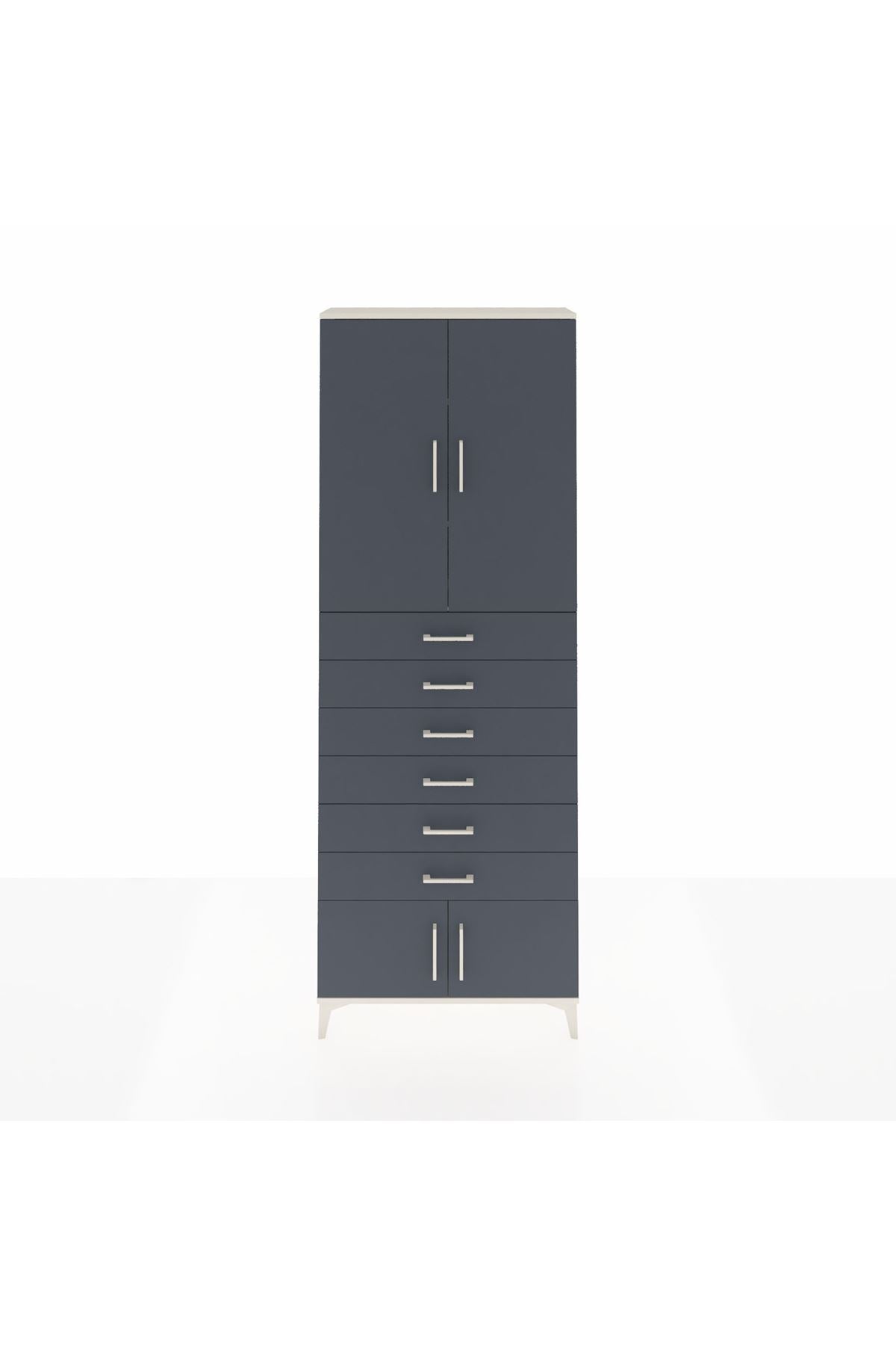 Arges Dolap 3 Raflı 6 Çekmeceli 4 Kapaklı 88x30x243 - S33M227V2A