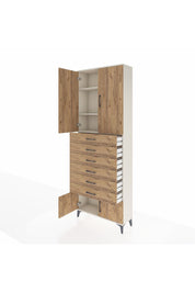 Arges Dolap 3 Raflı 6 Çekmeceli 4 Kapaklı 88x30x243 - S33M227V3A