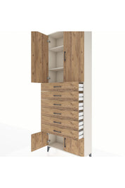 Arges Dolap 3 Raflı 6 Çekmeceli 4 Kapaklı 88x30x243 - S33M227V3A