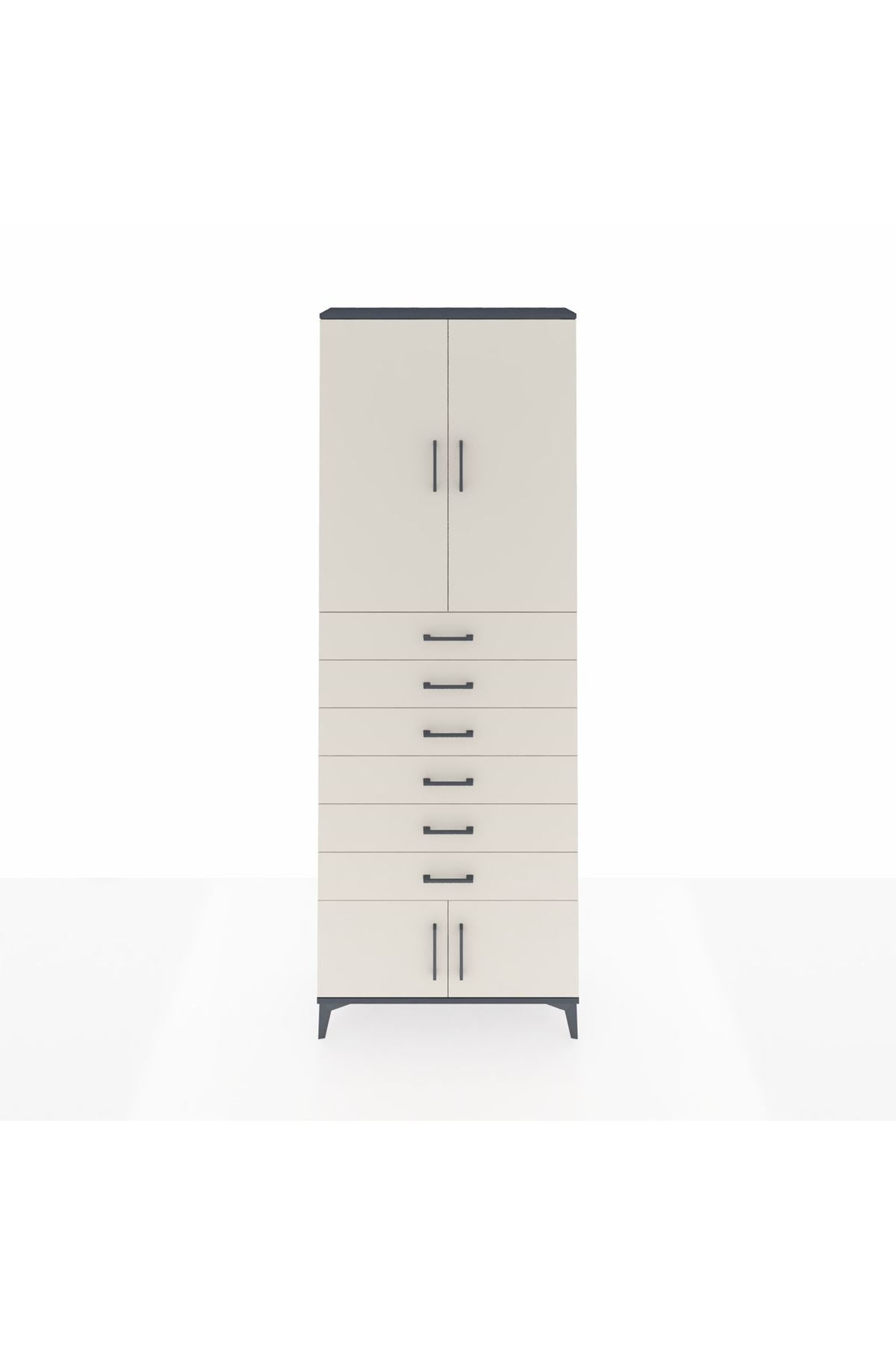 Arges Dolap 3 Raflı 6 Çekmeceli 4 Kapaklı 88x30x243 - S33M227V4A