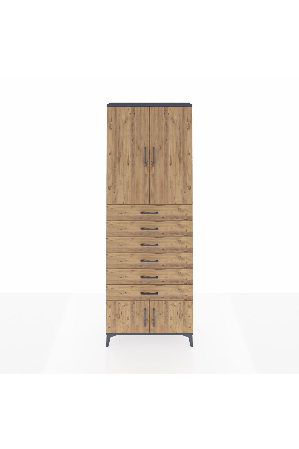 Arges Dolap 3 Raflı 6 Çekmeceli 4 Kapaklı 88x30x243 - S33M227V6A