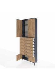 Arges Dolap 3 Raflı 6 Çekmeceli 4 Kapaklı 88x30x243 - S33M227V6A