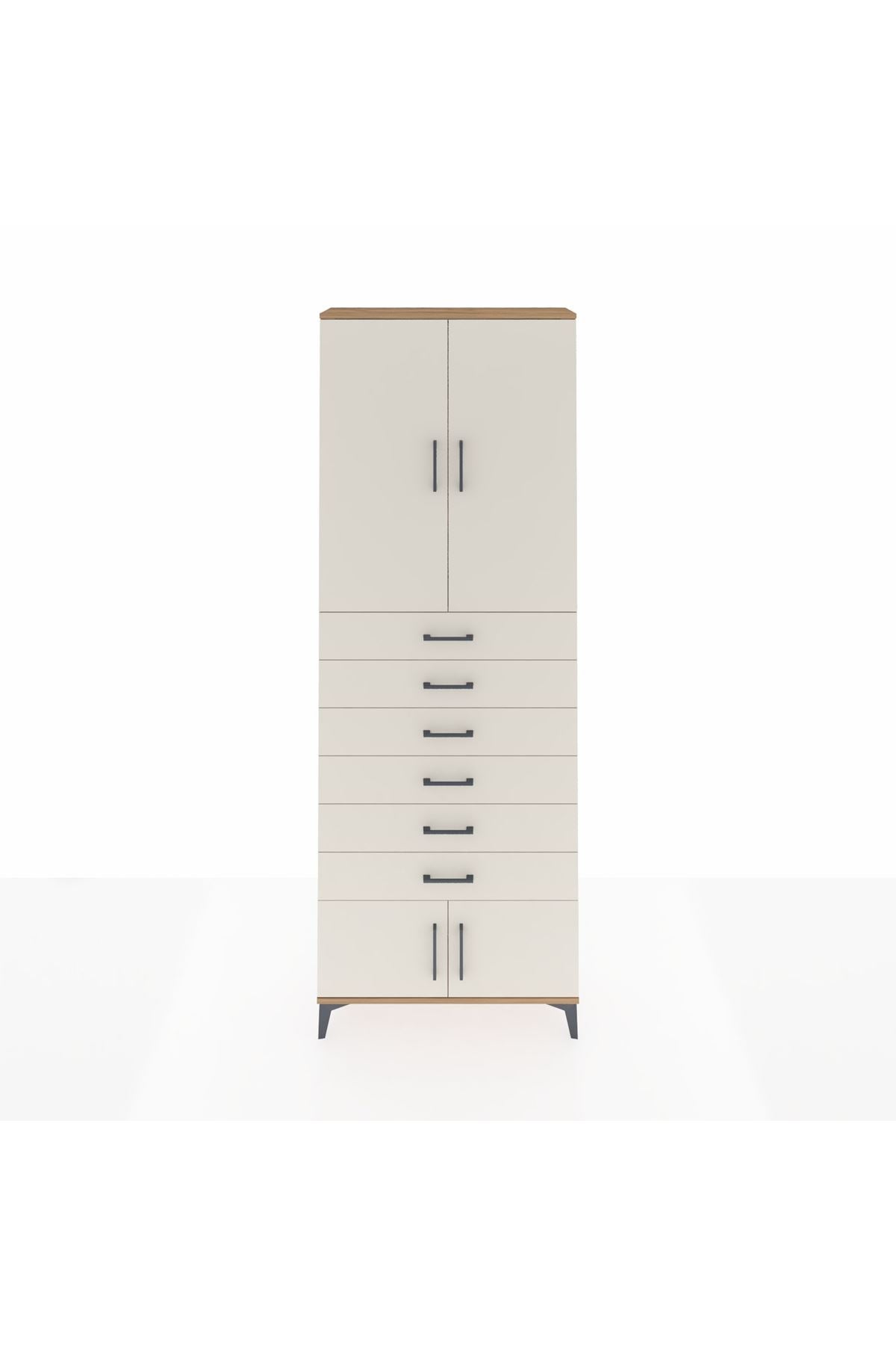 Arges Dolap 3 Raflı 6 Çekmeceli 4 Kapaklı 88x30x243 - S33M227V7A