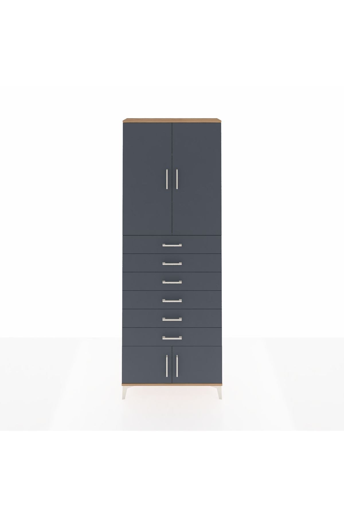 Arges Dolap 3 Raflı 6 Çekmeceli 4 Kapaklı 88x30x243 - S33M227V8A