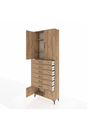 Arges Dolap 3 Raflı 6 Çekmeceli 4 Kapaklı 88x30x243 - S33M227V9A