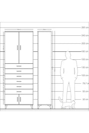 Arges Dolap 3 Raflı 6 Çekmeceli 4 Kapaklı 88x30x243 - S33M227V9A